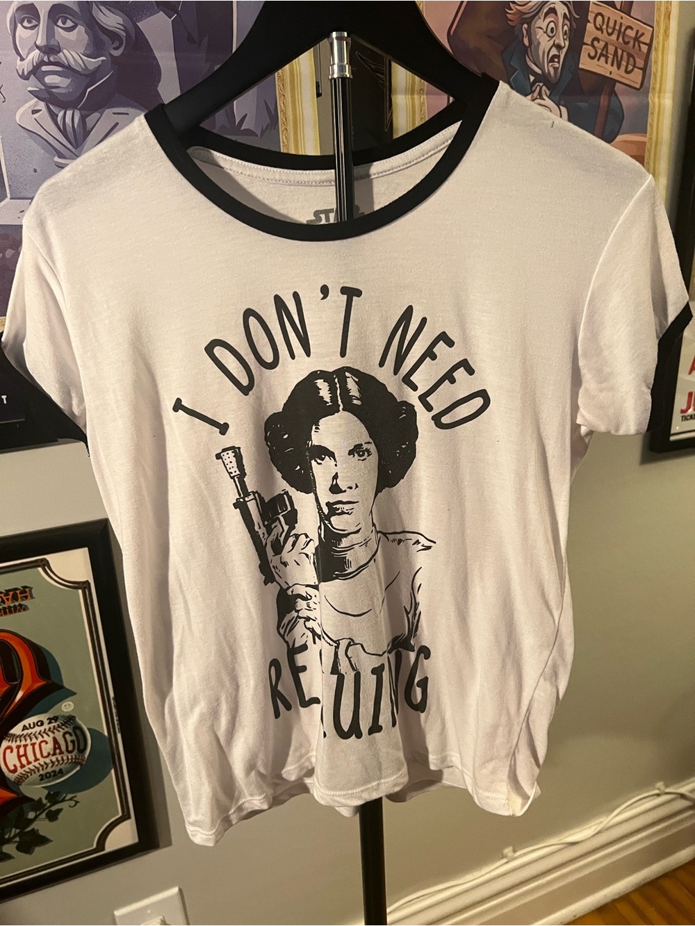 Star Wars Princess Leia “I Don't Need Rescuing” White Ringer Tee - Women's Top